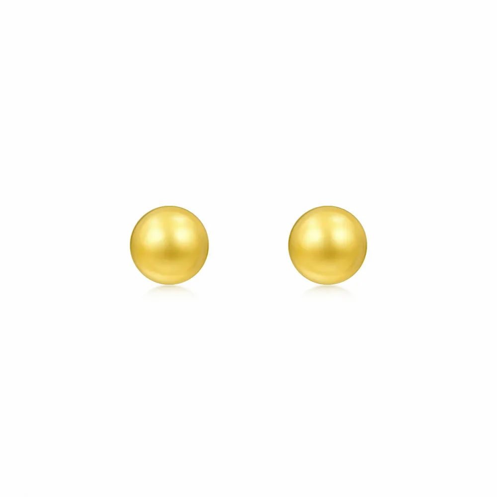 【點睛品】簡約小金豆 黃金耳環(一對)
