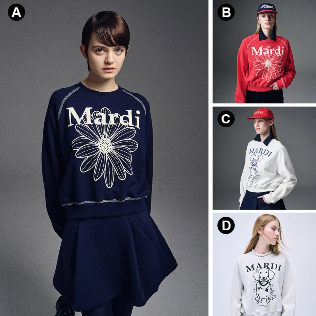 MARDI MERCREDI 印花大學TEE 多色 小雛菊 臘腸狗 純棉 SWEATSHIRT RAGLAN SWING THE TAIL DDANJI