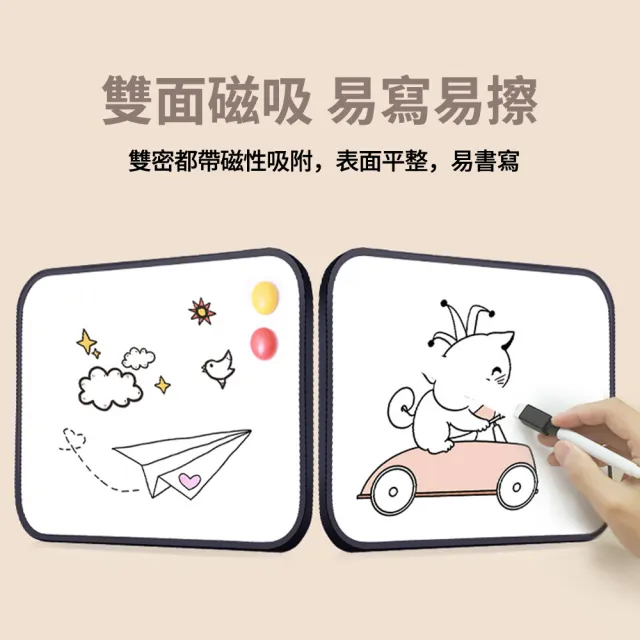 【Biuro】可擦寫雙面磁性白板 可掛式家用教學寫字板 兒童繪畫小黑板 商用告示小白板 送筆板擦磁釦(21*28cm)