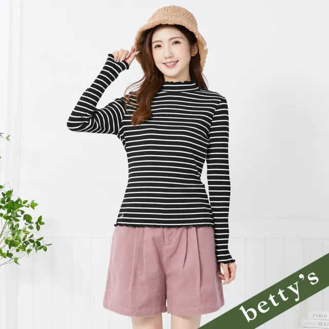 【betty’s 貝蒂思】出清品  燈芯絨打摺高腰後鬆緊短褲(深粉)