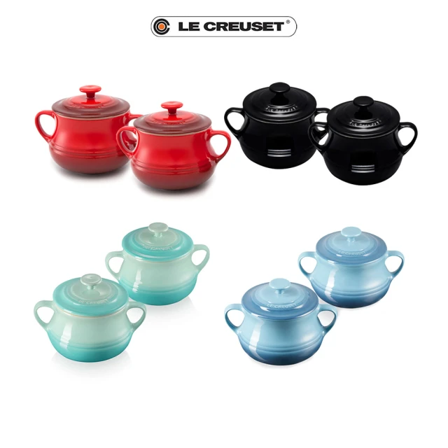 Le Creuset 瓷器小湯汁壺2入(薄荷綠/水手藍/沉靜黑/櫻桃紅)