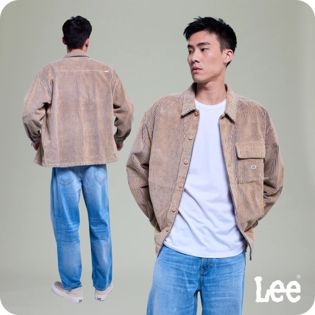 Lee 男裝 長袖襯衫 / 復古文青 雙色燈心絨 季節性版型 淺卡其(LB407004978)