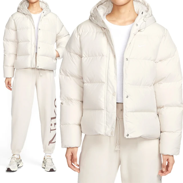 NIKE 耐吉 Sportswear Metro Puffer 女款 米白色 防潑水 羽絨 連帽 外套 FZ5929-104