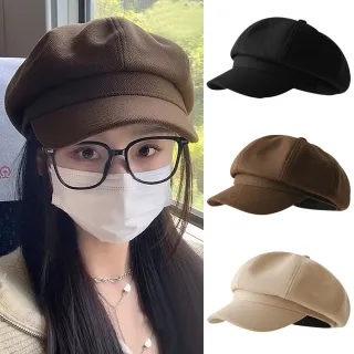 【TLYS-J】韓版韓版秋冬針織貝雷帽 畫家帽 復古文藝八角帽 毛呢帽 報童帽(百搭顯臉小)