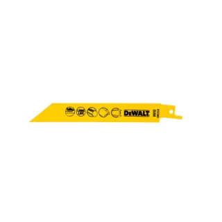 【DEWALT 得偉】雙金屬鐵工用金屬及金屬管材鋼材快速切割軍刀鋸片152mm 5入裝(DT2385-QZ)