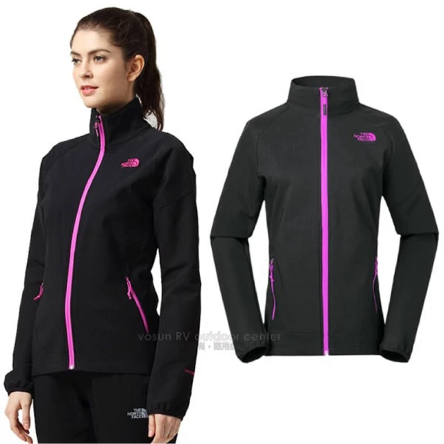 The North Face 女款 WindWall防風防潑透氣立領外套.輕量機能運動夾克(2XVZ 黑 V)