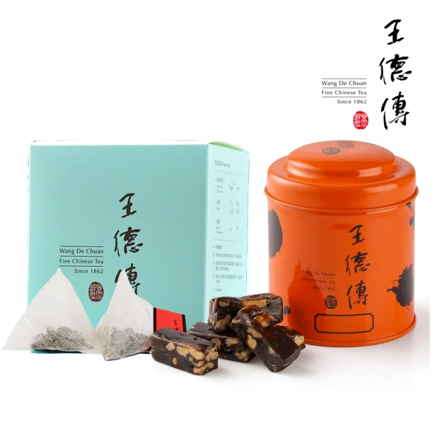 王德傳 黑製普洱三角立體茶包3gX10入+桂圓普洱核棗糕120g(新春茶食momo獨家組合)