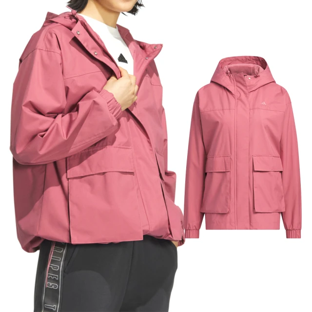 adidas 愛迪達 Mountain Parka 女款 粉色 寬鬆 休閒 長袖 保暖 防風 口袋 連帽 外套 JG3811