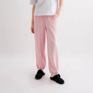 【Arnold Palmer 雨傘】女裝-個性LOGO抽繩束腳兩穿休閒長褲(淡粉色)