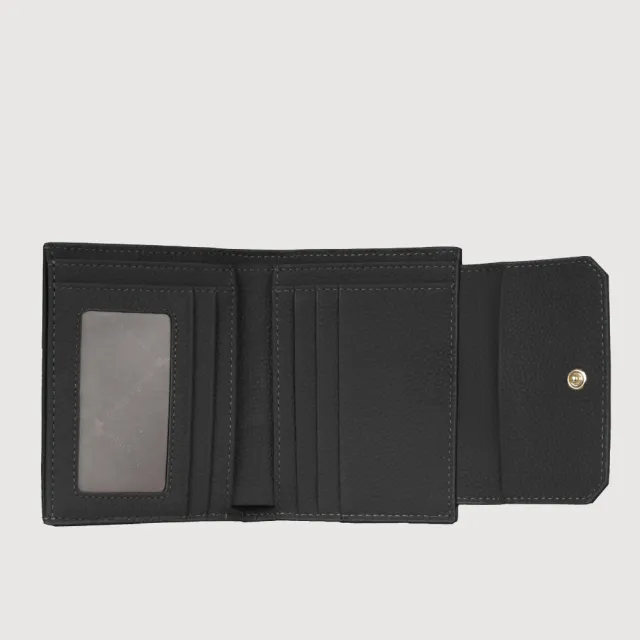 【BRAUN BUFFEL 德國小金牛】珍妮絲 8卡三折短夾-黑色(BF840-414-BK) 錢包送禮推薦