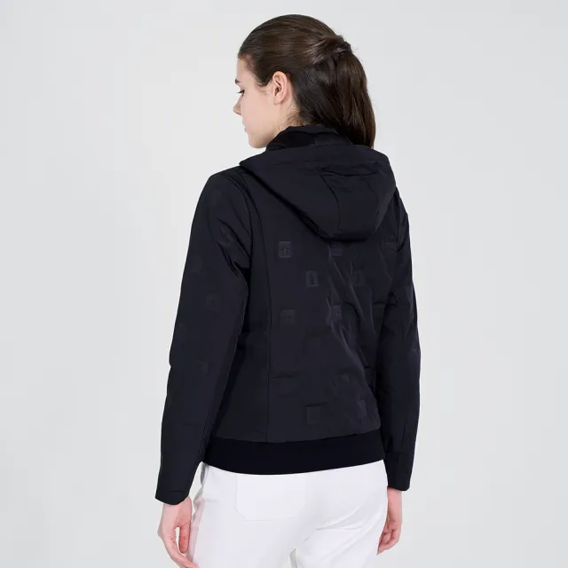 【Munsingwear】企鵝牌 女款黑色時尚拼接可拆帽輕羽絨外套 MLUL6603
