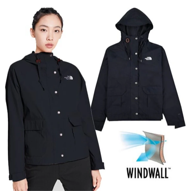 The North Face 女款 WindWall 防風防潑造型連帽外套.運動夾克(4NEY-RG1 深藍 N)