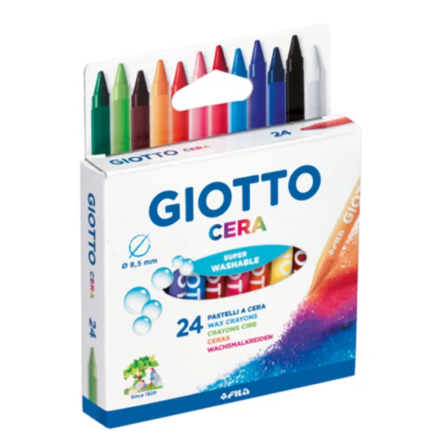 【GIOTTO】好清洗兒童隨身蠟筆/24色(無毒 好清洗 光滑表面可擦除)