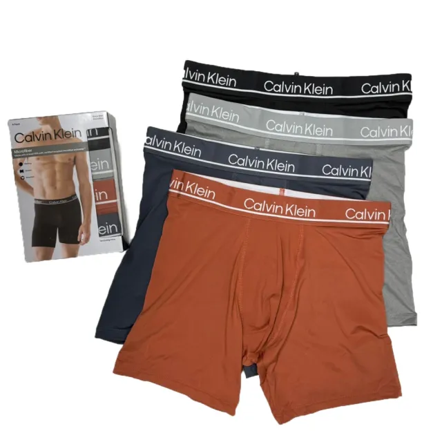 【Calvin Klein】CK  4件盒裝 極細纖維 長版 男內褲 吸濕排汗 四角褲 彈性 大尺碼 環保 送禮(1055)