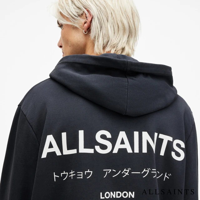 ALLSAINTS UNDERGROUND 寬鬆厚實長袖LOGO連帽衛衣 M034NB(寬鬆版型)