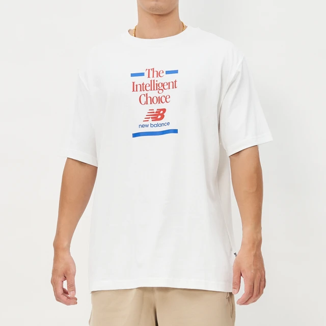 NEW BALANCE Tee 男款 白色 標語 寬鬆 NB 休閒 運動 短袖 MT43552WT