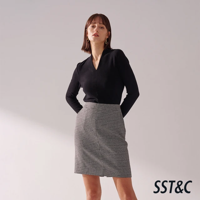 IENA PU皮剪接中長裙(#4232020 中長裙、淺藍色