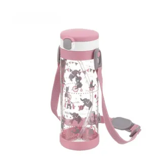 【Richell 利其爾】第四代LC 450ml 吸管式冷水壺 附背帶 -(粉紅派對)