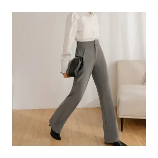 【OB 嚴選】素色彈力寬腰頭後鬆緊直筒西裝褲 《BA7599》