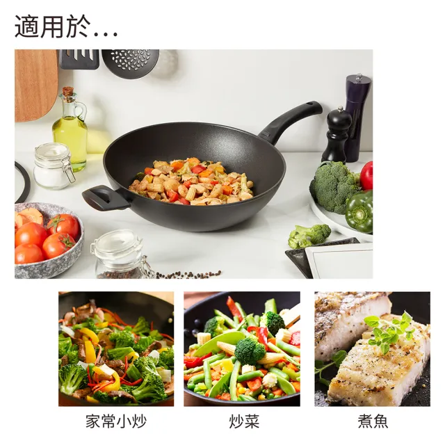 【MEYER 美亞】ESSTEELE意帝斯 智慧感溫手把 鑽石不沾鍋 32cm炒鍋 含蓋(IH/電磁爐適用)