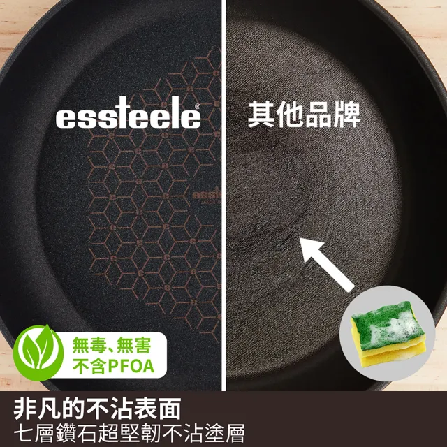【MEYER 美亞】ESSTEELE意帝斯 智慧感溫手把 鑽石不沾鍋 32cm炒鍋 含蓋(IH/電磁爐適用)