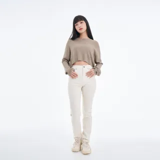 【5th STREET】女裝修身直筒長褲-米白