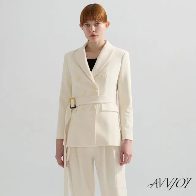 【AVVJOY 艾薇卓爾】綁帶西裝外套(短版 大衣 外套 小西裝 西裝外套 百搭外套 保暖外套 AVV3122XZ)