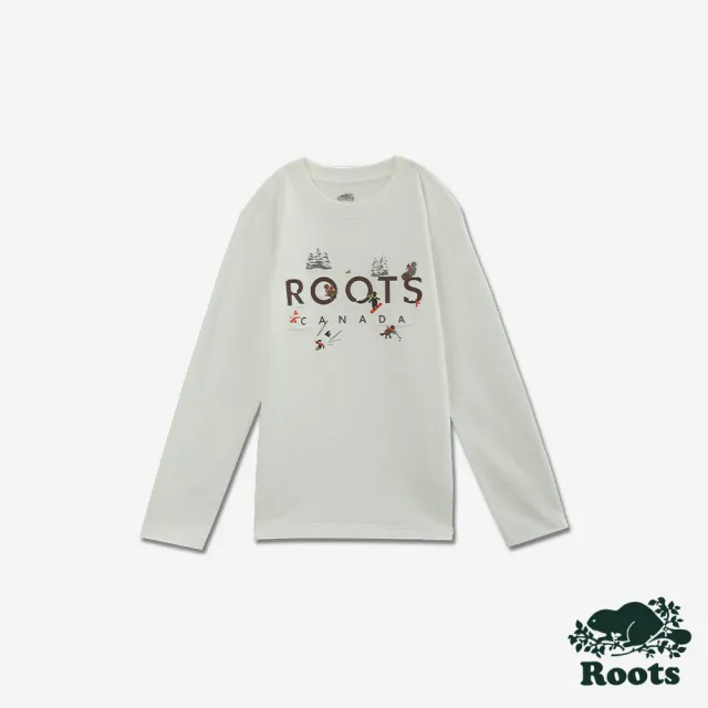 【Roots】Roots 大童-FROSTY FUN 長袖T恤(白色)