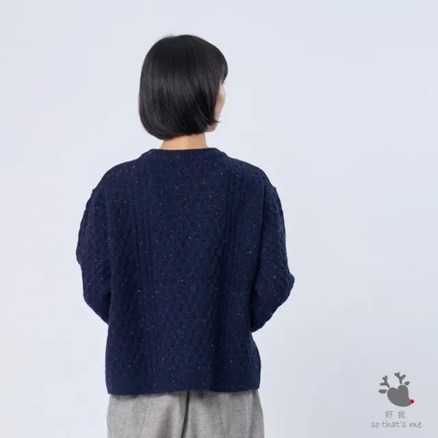 【so that’s me 好我】Jane麻花彩點圓領復古針織衫(深藍)