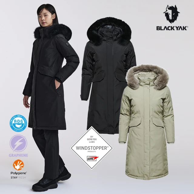 BLACK YAK 女 ALAYA GTX防水長版羽絨外套[淺灰米/黑色]DB2WJ902(GORE-TEX 防水 保暖外套 禦寒風 IU)