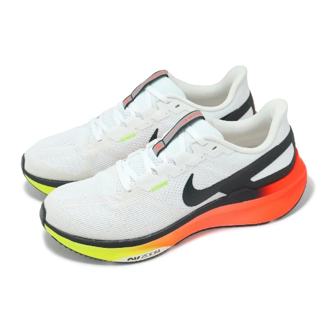 NIKE 耐吉 慢跑鞋 Air Zoom Structure 25 男鞋 白 黑 橘綠漸層 支撐 緩衝 運動鞋(HF4913-100)