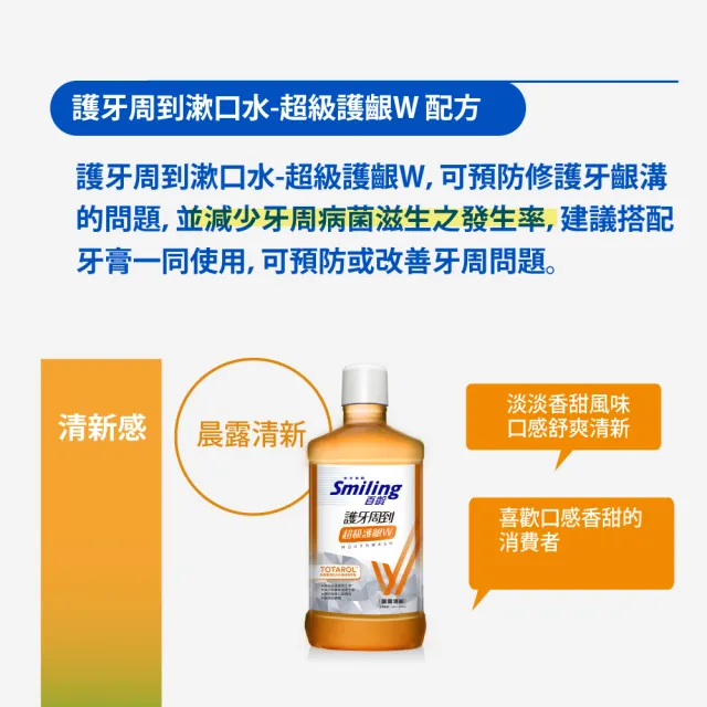 【Smiling 百齡】護牙周到漱口水超級護齦W_750mlx1(綠茶/晶鹽/沁涼)