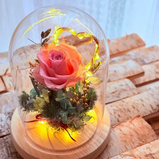 【OSTARA FLORIST 奧斯塔拉花藝】永生花玻璃盅罩-永恆的愛(永生花、情人節、花禮、節日送禮)