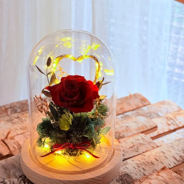 【OSTARA FLORIST 奧斯塔拉花藝】永生花玻璃盅罩-永恆的愛(永生花、情人節、花禮、節日送禮)