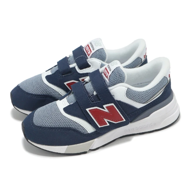 NEW BALANCE 休閒鞋 997R 中童 寬楦 藍 紅 拼接 緩衝 魔鬼氈 小朋友 NB(PZ997REA-W)