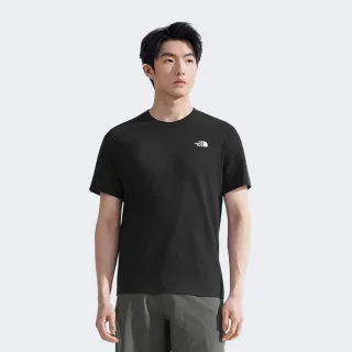 【The North Face 官方旗艦】北面男款黑色吸濕排汗透氣休閒短袖T恤｜89QVJK3(排汗衫)