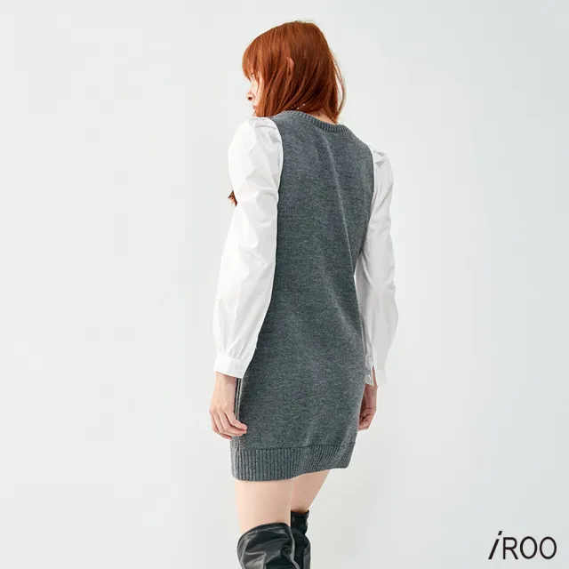 【iROO】復古麻花紋針織洋裝