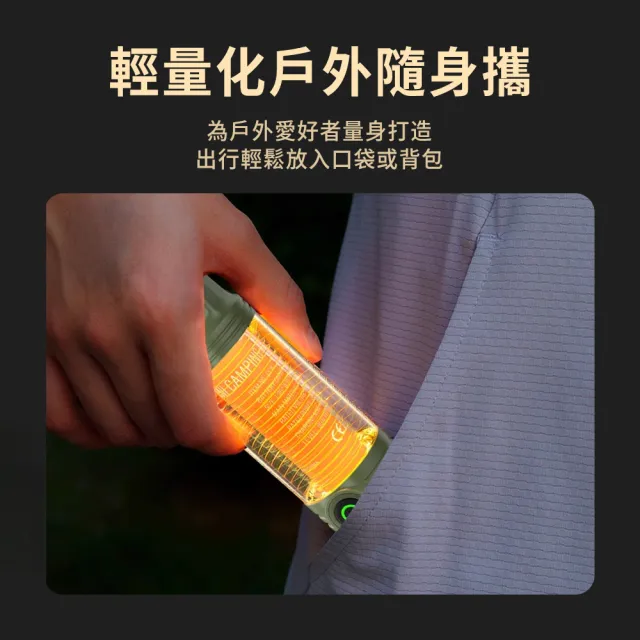 【AMKE】迷你多功能手電筒 便攜戶外紅光警示燈 LED隨身應急照明燈 探照燈(五種亮度/露營燈/帶掛鉤)