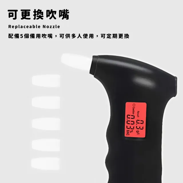 【安全駕駛】吹氣酒精測試儀(吹氣式酒測器 酒測計 偵測器 酒精濃度 檢測器 檢測儀 酒測機 測試器)