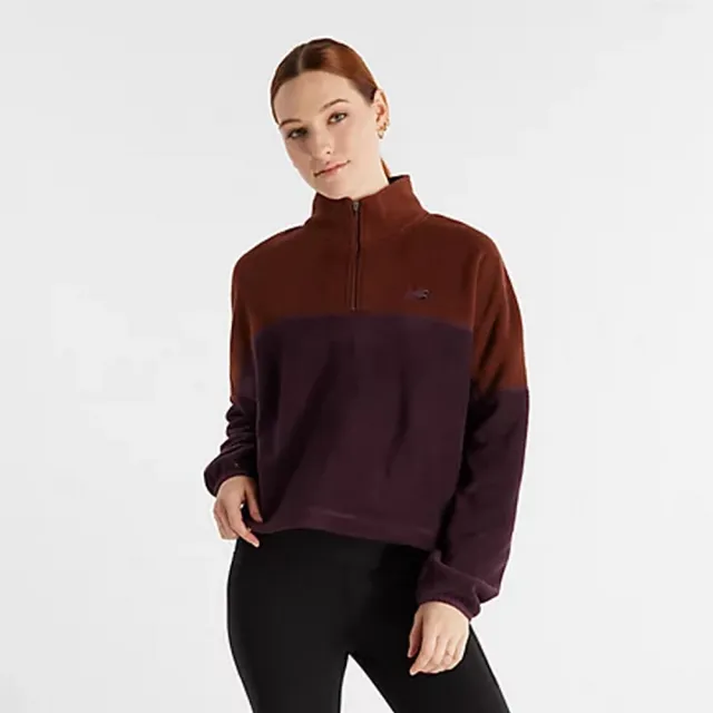 【NEW BALANCE】NB 立領刷毛上衣 長袖上衣 大學T 女款(WT43529ROK-F)