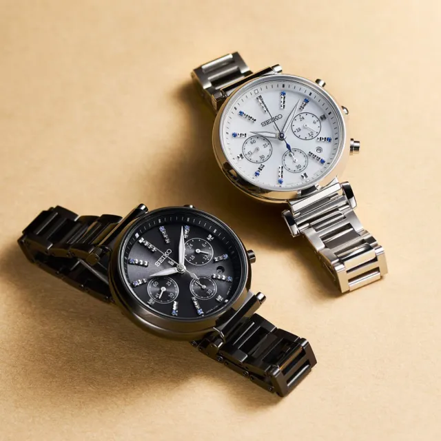 【SEIKO 精工】Lukia 太陽能三眼晶鑽時尚腕錶/36.2mm(SSC903J1 / V175-0DY0SD)