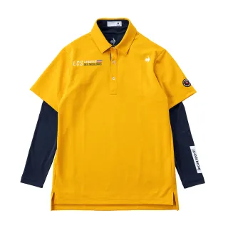【LE COQ SPORTIF 公雞】高爾夫系列 男款黃色質感緹花吸汗速乾抗UV短袖POLO衫 含內搭衣 QGU2J211