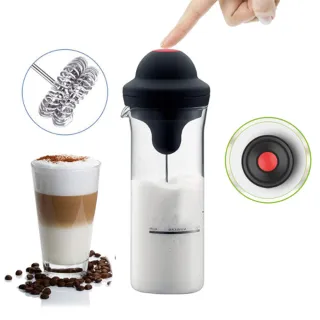 【家適通】全自動耐熱玻璃奶泡器 450ml 咖啡奶泡機(電動奶泡 打泡器 打奶泡 奶泡杯 拉花杯)