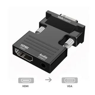【Arum】HDMI轉VGA母轉公影音轉接頭HDMI to VGA(1080p母對公訊號轉接器 音源版)