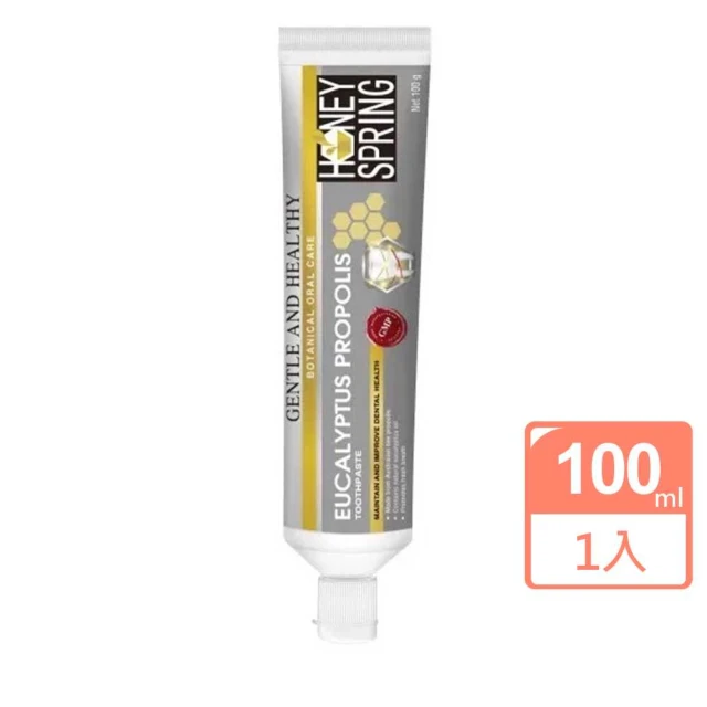 Honey Spring 蜜泉 日常防護 澳洲蜜泉 尤加利蜂膠牙膏100g(含類黃酮素清潔保健成份100gX1入)