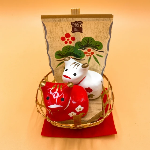 江戶御緣物語 招福干支 開運干支 生肖牛 緣起物 紅牛配白牛(R-104)