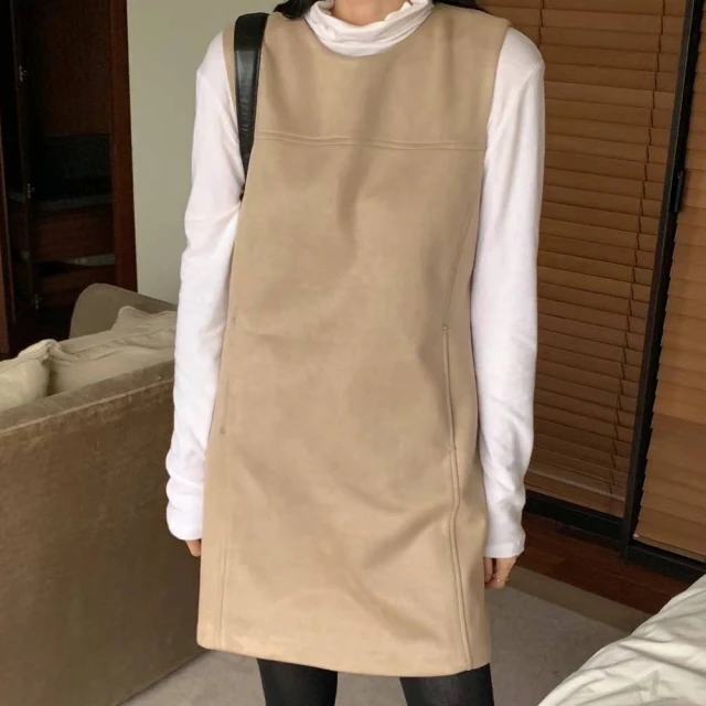 創翊韓都創翊韓都 正韓連身裙 麂皮鉚釘長袖洋裝JEN1021-創翊韓都(預購)