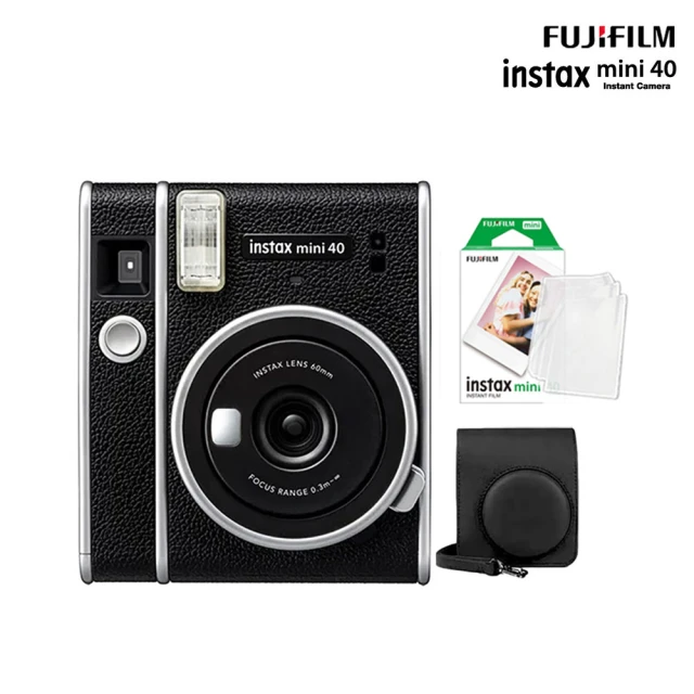 FUJIFILM 富士 instax mini 40 拍立得相機 原廠公司貨(原廠皮套10張底片透明保護套20入組合)