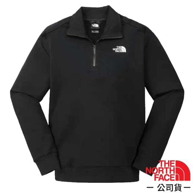 The North Face 男 HALF ZIP CREW 舒適透氣半開襟長袖休閒衫.立領衫(89YZ-JK3 宇宙黑)