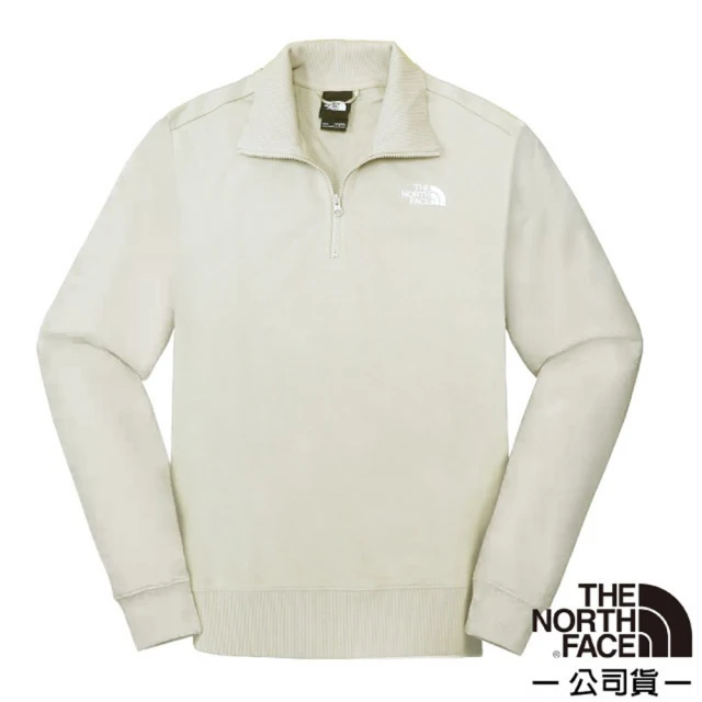 The North Face 男 HALF ZIP CREW 舒適透氣半開襟長袖休閒衫.立領衫(89YZ-1I4 陶土灰)